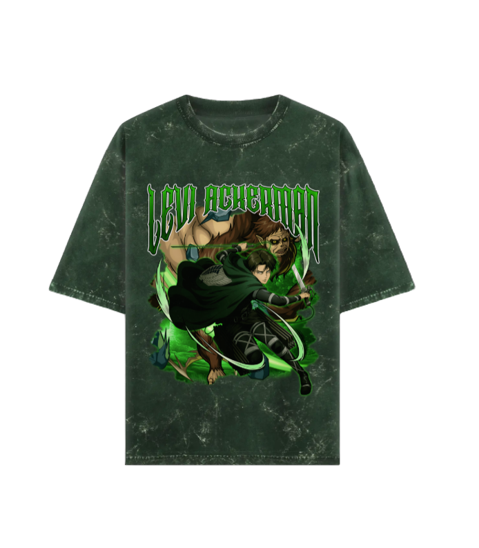 Levi Ackerman – "Humanity’s Strongest" Acid Wash Oversized Tee