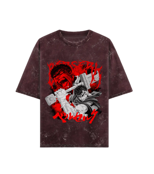 Guts –  "The Black Swordsman" Acid Wash Oversized Tee